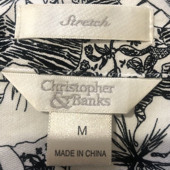 Christopher & Banks Jacket Womens Medium Black White Floral Embroidery - Picture 7 of 9